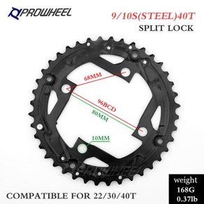 자전거 체인 PROWHEEL 원형 체인링 64/96/104BCD 산악 휠 22T 24T 30T 32T 40T 42T 44T 스프로킷 스틸/합금 톱니 플레이트 부품, M6 10S 40T 96BCD, 1개