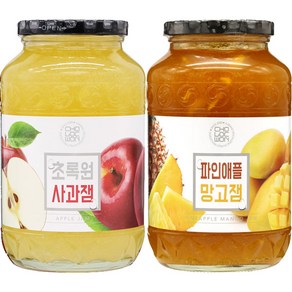 초록원 사과잼1kg +파인애플망고잼1kg (쨈 토스트 시럽), 2개, 혼합세트, 1kg