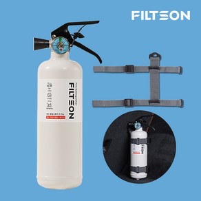 필슨 차량용 소화기 KFI인증 국산 ABC분말 자동차겸용 캠핑 휴대용 주방용 스트랩 거치대 포함, 0.7kg, 1세트, 화이트 (거치대 포함)