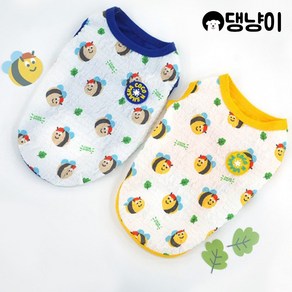 [댕냥이] 강아지 여름 민소매 쿨나시 비비 시어서커 티셔츠, 옐로우, 1개