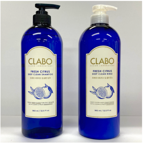 애경 클라보 ClABO 프레쉬 시트러스 샴푸린스세트 960ml +랜덤사은품 비듬샴푸 약산성샴푸 정수리냄새 손상모 모발끊김, 2개