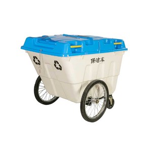 대용량 4륜 청소트럭 수거 실외 업소용 쓰레기 구르마, 화이트 휠 모델, 1개