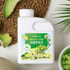 흥국 리얼후르츠 멜론L 1kg (냉동) 메론 과육 베이스, 1개