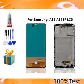 프레임 포함 LCD 디스플레이 터치 스크린 삼성 갤럭시 A31 SM-A315F DS A315F A315G A315N 디스플레이, TFT No Fame, 1개