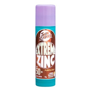 Sun Zappe (퍼플 스카이) 익스트림 징크 스틱 - 퍼플 컬러 미네랄 선스크린 스틱 SPF50+ Made in Austalia, 탠 껍질, 1개, 15g