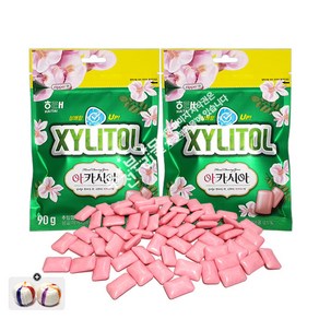 해태제과 자일리톨 아카시아껌(90g) x 2봉+자색옥춘사탕 20g 세트