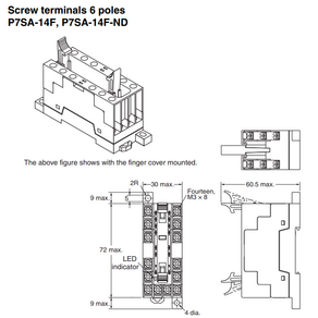 P7SA-14F-ND DC24 오므론 정식 수입품 OMRON 세이프티 릴레이 소켓 6극 SAFETY RELAY SOCKET, 1개