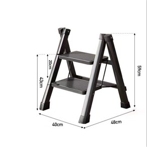 휴대용 가정용 접이식 사다리 미니 A형 다용도 안전 미끄럼 방지 페달 5단 4단 3단 2단, 블랙, 1개