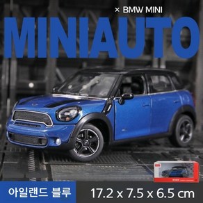 다이캐스트 자동차 피규어 미니 컨트리맨 BMW MINI Countyman 모형차 미니어쳐 1:24, 블루, 1개