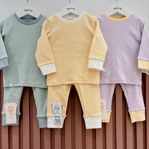 아가방 중계점 푸딩 슬림 내의 3Color (VIOLET MINT YELLOW) *24년 가을신상* 감각적인 시보리 배색 디자인 가볍고 편안한 착용감 내의 상하 세트