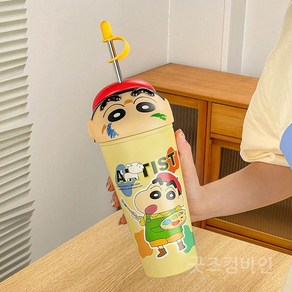 굿즈컴바인 스토어 크레용신짱구 흰둥이 빨대텀블러, A. 짱구 600ml+스티커+청소도구 BEST, 1개