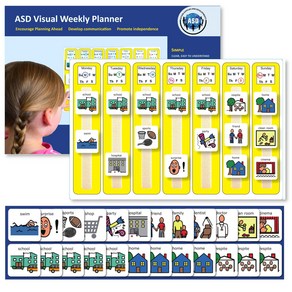 Kids Calenda Visual Schedule Autism – Pemium Du 모두 달력 시각적 일정 자폐증 - 프리미엄 내구성 플라스틱 - 달력 포켓 차트 - 특수, 1개, English