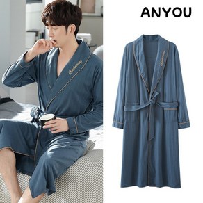 ANYOU 남성용 리미엄 순면 샤워가운 가정용 데일리 호텔 목욕가운, XXL, 1개