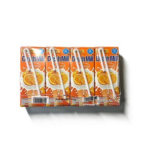 태국 음료 더치밀 오렌지맛 / THAI DUTCH MILL UHT DRINKING YOGURT ORANGE FLAVOUR, 4개, 180ml