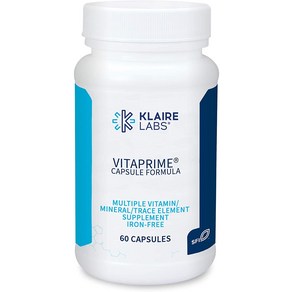 KLAIRE LABS VITAPRIME - 메타 팔린 엽산 (60 캡슐)을 갖춘 2 회 2 회 철제 무료 멀티 비타민 미네랄, 2개, 60정