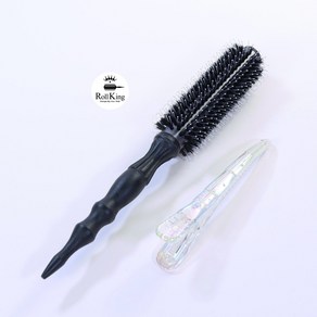 [롤킹]미쏠 블랙탄 열판 드라이 롤빗 뿌리 볼륨 돈모 브러쉬+오로라핀셋, 1개, 4호/핀셋1개