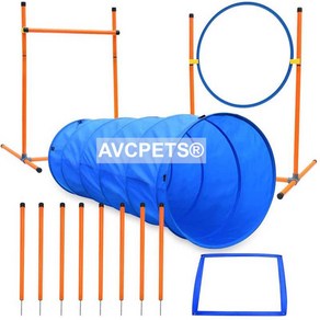 강아지 터널 야외 스포츠 애견 도구 반려동물 훈련, 01.전체 세트 (숄더백 포함)