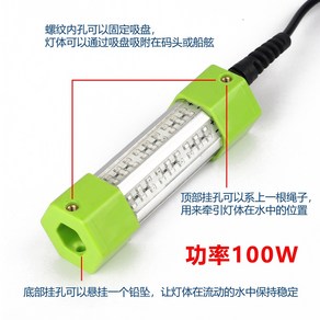 집어등 수중 LED 100W 갈치 볼락 쭈꾸미 갑오징어 12V, 12V200W 흰색 10m