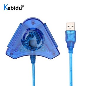 Kebidu 블루 트라이앵글 USB 컨트롤러 게임패드 어댑터 컨버터 케이블 플레이스테이션 2 PS1 PS2 조이패드-PC 게임 듀얼 포트, 1개