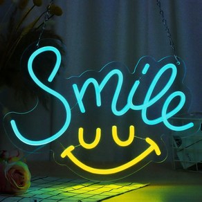 스마일 led메뉴보드 사인 USB 밝기 조절 벽 장식 조명 침실 방 바 파티 장식, Smile