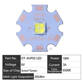 손전등용 LED COB 다이오드 비즈 자동차 조명 다이빙 광원 DC3V 6V 24V XML2 T6 XHP70 XHP110 18W 30W 45W, 14.18W XHP50 LED 6V