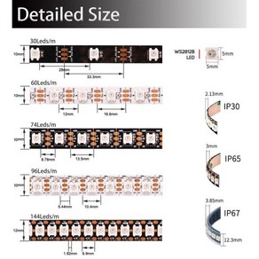 스트립조명 개별 주소 지정 가능 LED 블랙 화이트 PCB WS2811 WS2812B WS2813 WS2815 505050RGB 30 60 144 픽셀 LEDm DC5V 12V, 8) WS2811 DC12V - Black PCB-1M, 1개