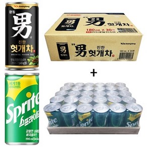 광동 힘찬하루 헛개차 180ml(30캔) + 스프라이트 190ml(30캔), 60개, 180ml