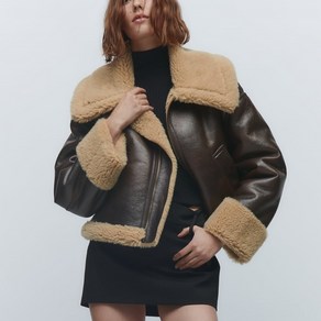 ZARA 자라 에코 레더 더블 페이스드 크롭 무스탕 점퍼 Z1087