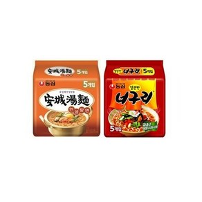 [한번에먹자쇼핑몰] 농심 안성탕면 멀티(5입)1팩+너구리 매운맛 멀티(5입)1팩 총2팩(10봉지), 10개