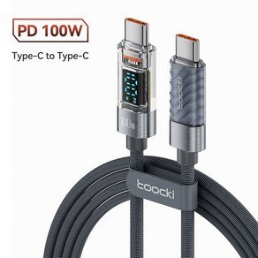 GEEKISTORE Toocki 샤오미 호환 MAC 맥 호환북 호환용 투명 케이블 C타입 to 100W PD 디스플레이 고속 충전 충전기, 1m, [01] 1m, 1개