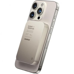 MOMAX 마그네틱 파워뱅크 10000mAh 무선 휴대용 충전기 20W 급속 충전 배터리 팩 Magsafe와 호환 스마트폰 15141312 시리즈 USB C 케이블 포함, Gold, 1개