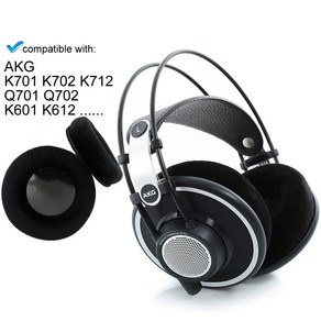 AKG K701 K702 K7XX Q701 K612 K712 이어 패드 쿠션 커버 헤드폰 헤드셋 교체 스펀지 캡 귀마개 수리 솜, 이어솜(1쌍) + 이어패드(1쌍) [블랙], 1개