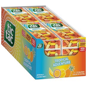 Tic Tac Topical Adventue 과일 맛 민트 벌크 12팩 휴대용 상쾌함 스타킹 스터퍼 각 48.2g(1.7온스), 12개, 585g