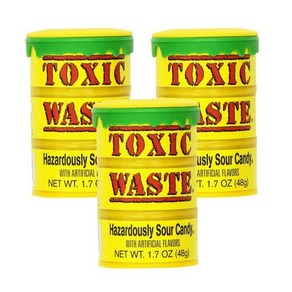 Toxic Waste 톡식 웨이스트 사워 캔디 드럼 1.7oz(48g) 3팩 Hazadously Sou Candy Dum, 48g, 3개