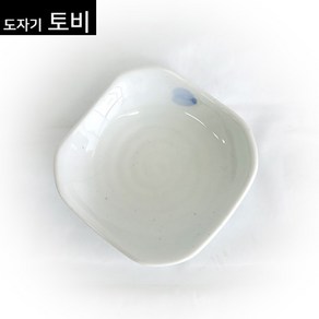 [토비] 청꽃 고백자 사각찬기 1호 (가로 11.5 cm), 1개