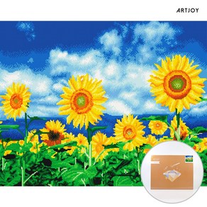 아트조이 DIY 보석십자수 (캔버스형) 푸른 해바라기밭 60x75cm, 1개