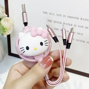 헬로키티 충전 케이블 아이폰 안드로이드 USB C 타입, 키티충전케이블