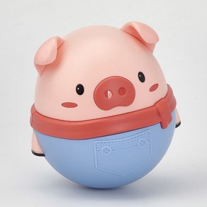 영유아 말랑 오뚜기 완구 돼지 오뚝이 딸랑 방울소리 신생아 장난감 어린이집 정서발달 신생아 아기 오뚜기 친구 출산 선물 아기 선물 조카 선물, 1개