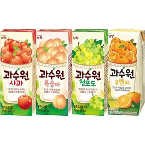 마셔몰 드링크팩 세트 과수원 4가지맛 복숭아 사과 오렌지 청포도 각12팩 총48팩, 190ml, 96개
