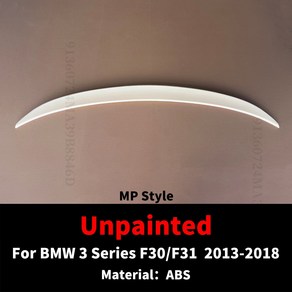 트렁크 립 리어윙 스포일러 에어 댐 디플렉터 튜닝 BMW 3 F30 F31 2013- 335i 328i 330i 340i 320d 330d 와 유사, [01] MP Unpainted