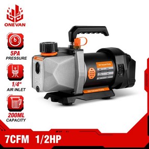 폭포수 양수기 펌프ONEVAN 7CFM 1/2HP 무선 진공 펌프 5PA 1/4 공기 흡입구 냉장고 에어컨 진공 마키타 18v