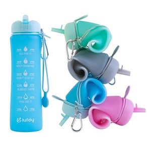 루프디 실리콘 물병 접이식, 1개, 600ml, 블루