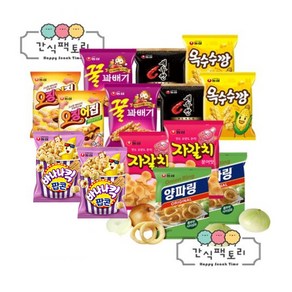 [간식팩토리] 꿀꽈배기90g*2봉+양파링84g*2봉+바나나킥팝콘70g*2봉+오징어집83g*2봉+자갈치90g* 2봉+옥수수깡70g*2봉+새우깡블랙80g*2봉, 1세트