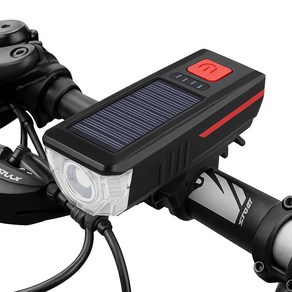 자전거 라이트 후레쉬 전조등 LED 킥보드 벨 전자벨 USB 충전식 태양광 헤드라이트 조명 야간등 안전등, 그린, 1개