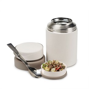 FOOD JAR 핸디형 스텐죽통 750ML 26oz 접이식 수저 보온도시락 국통 밥통 찬통, 핸디형 스텐 죽통 750ml 아이보리, 1개