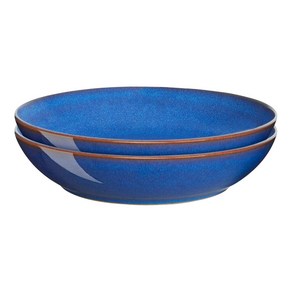 Denby 파스타 접시 그릇 2개 도자기 1050ml 22cm Imperial Blue