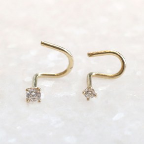 14k 금 코찌 기본 큐빅 1.5mm 2mm 코피어싱 골드 갈고리