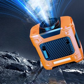 Apnoo 3 in 1 허리선풍기 +LED램프+ 보조 배터리 10000mAh 아웃도어 USB 캠핑용 휴대용 선풍기, 오렌지