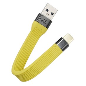 PD 100W 고속충전 USB A to C타입 미니플랫 숏 케이블, 1개, 옐로우, 13.8cm