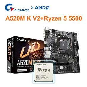 AMD Ryzen 5 5500 GIGABYTE A520M K V2 마더보드 CPU 키트 DDR4 64GB 5100O.C. 소켓 AM4 마이크로 ATX 5500 A520 세트, 01 마더 보드 + CPU, 1개